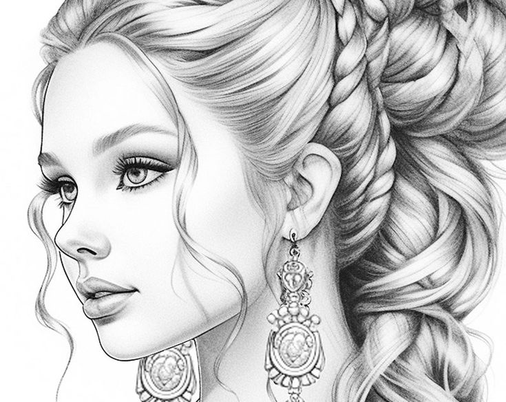 Bridesmaid coloring page girl portrait coloring page for adults grayscale coloring page instant download jpg