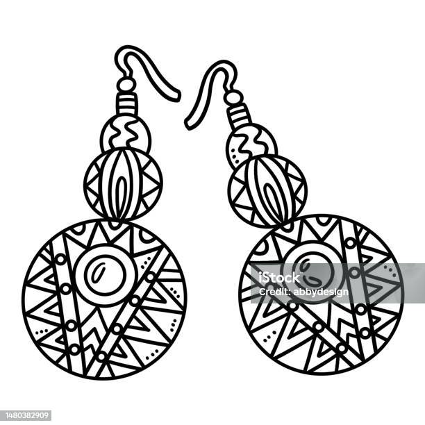 Earrings isolated coloring page for kids stock illustration