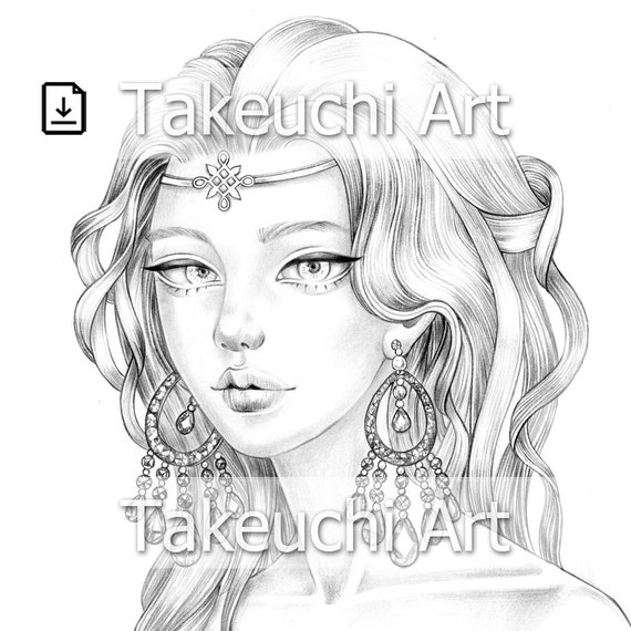 Pdf coloring page printable digital art earrings