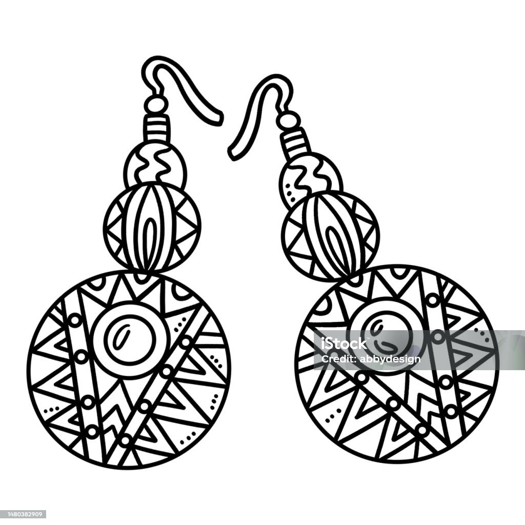 Earrings isolated coloring page for kids stock illustration