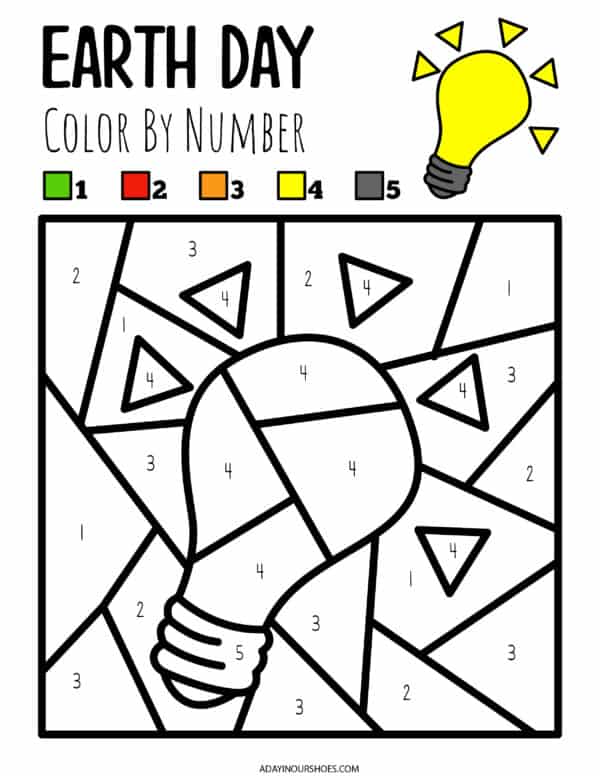 Ð earth day color by number free printables
