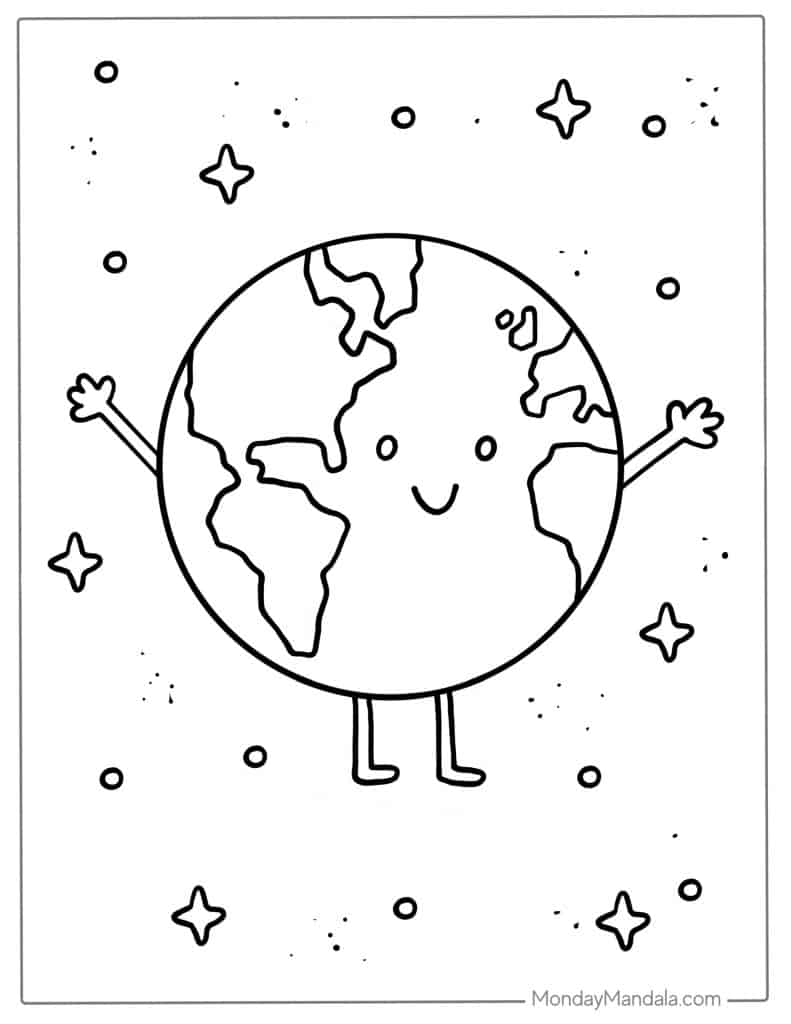 Earth coloring pages free pdf printables