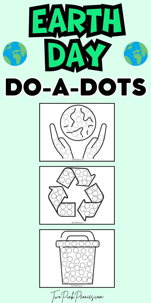 Earth day dot maker pages two pink peonies