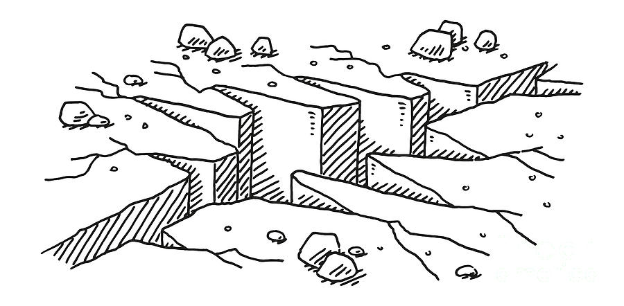 Earthquake crack drawing drawing by frank ramspott