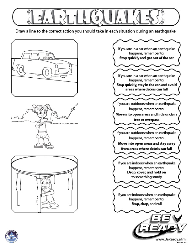 Activity color sheet on earthquakes