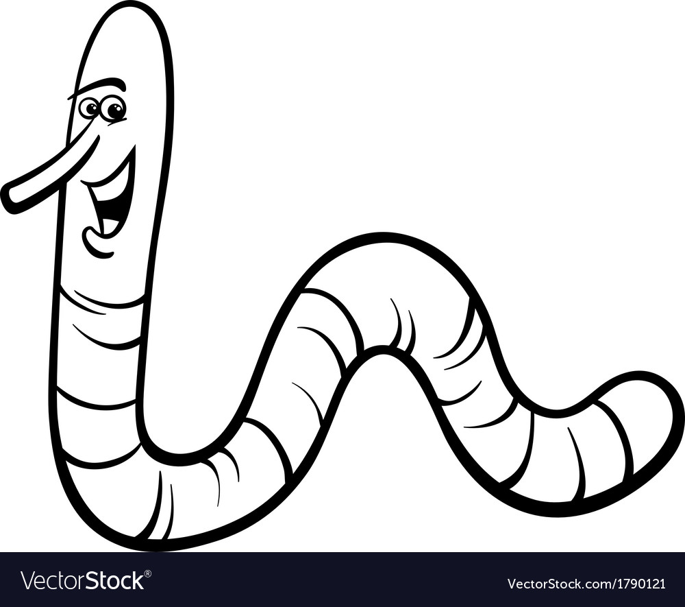 Earthworm cartoon coloring page royalty free vector image