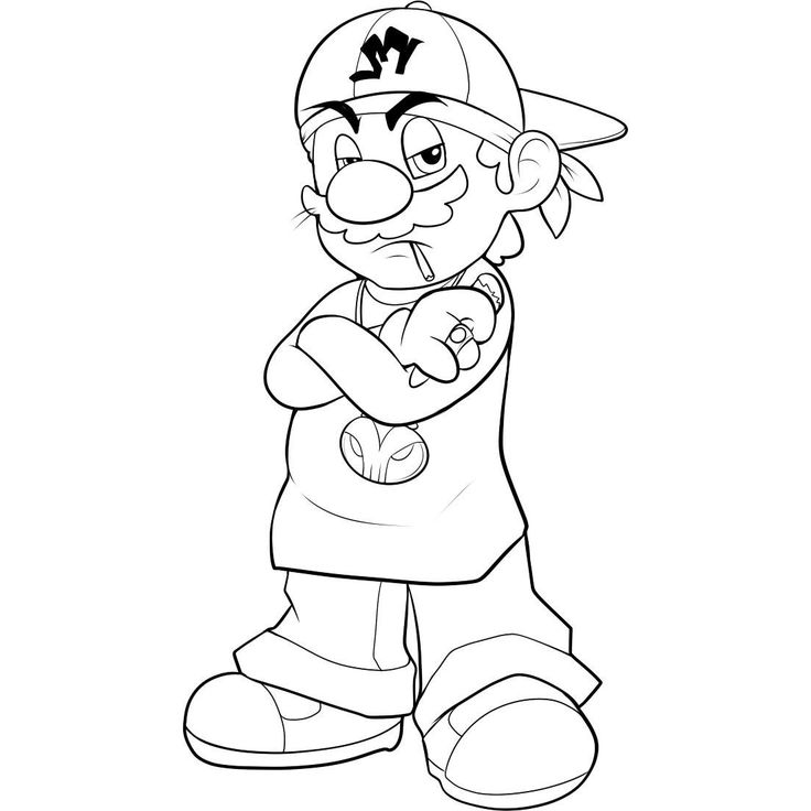 Free printable mario coloring pages for kids graffiti characters drawing cartoon characters easy cartoon drawings