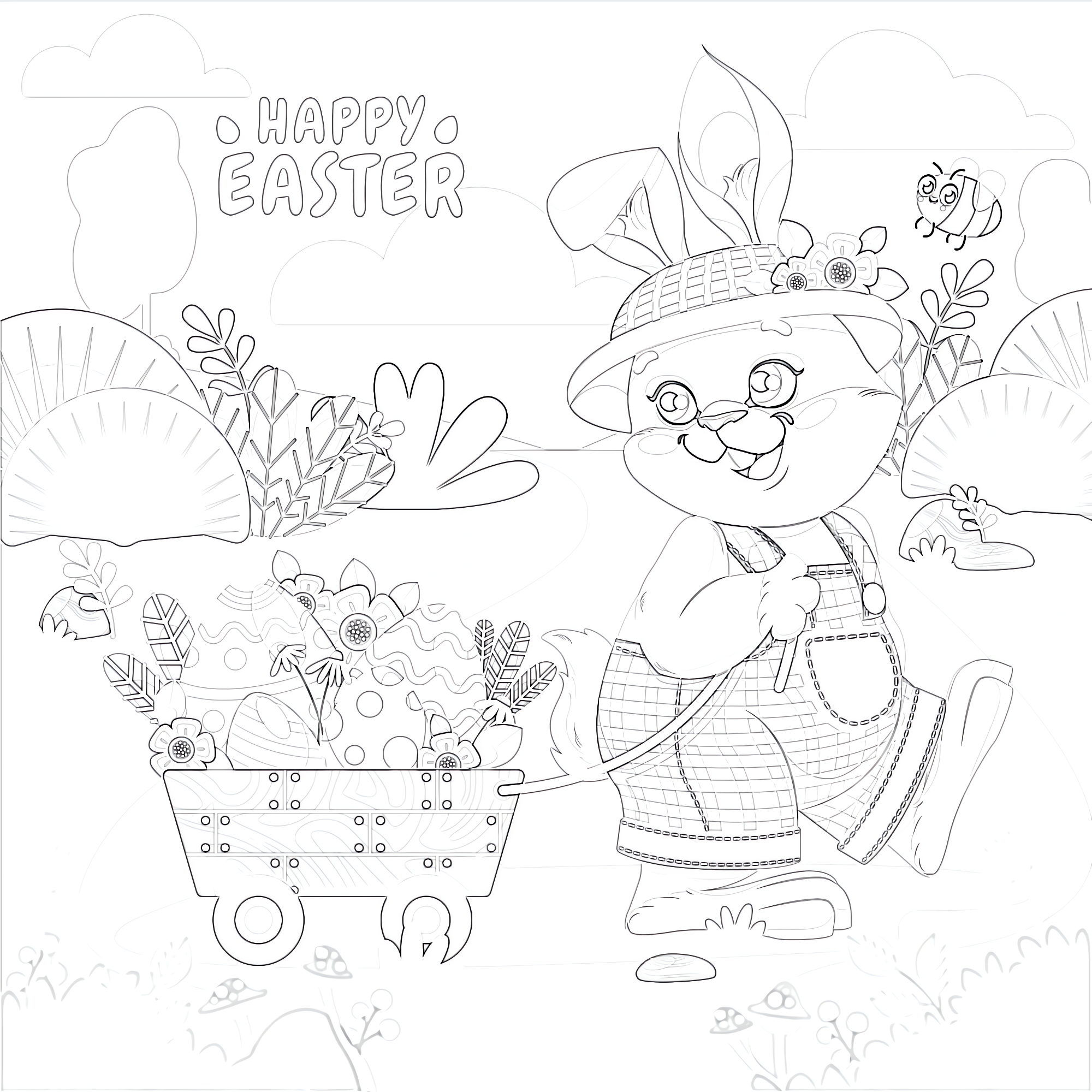 Happy easter coloring page