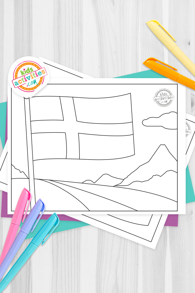Yellow and blue sweden flag coloring page kids activities blog