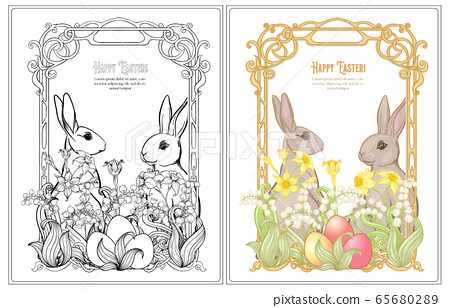 Happy easter coloring page for the adult