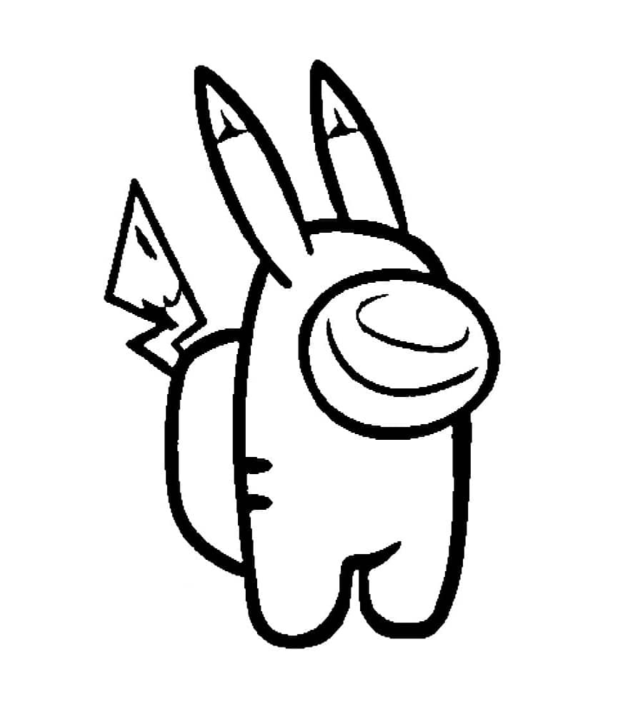 Among us pikachu coloring page