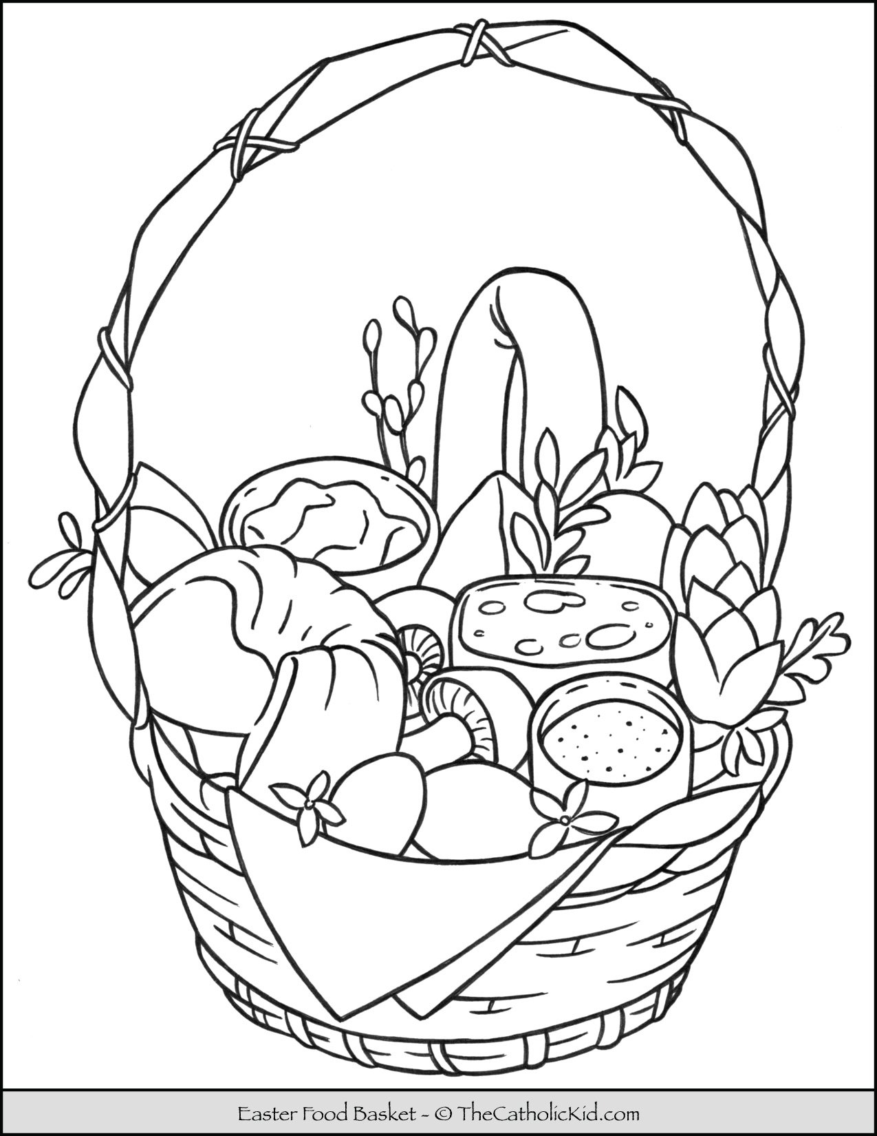 Easter food basket coloring page