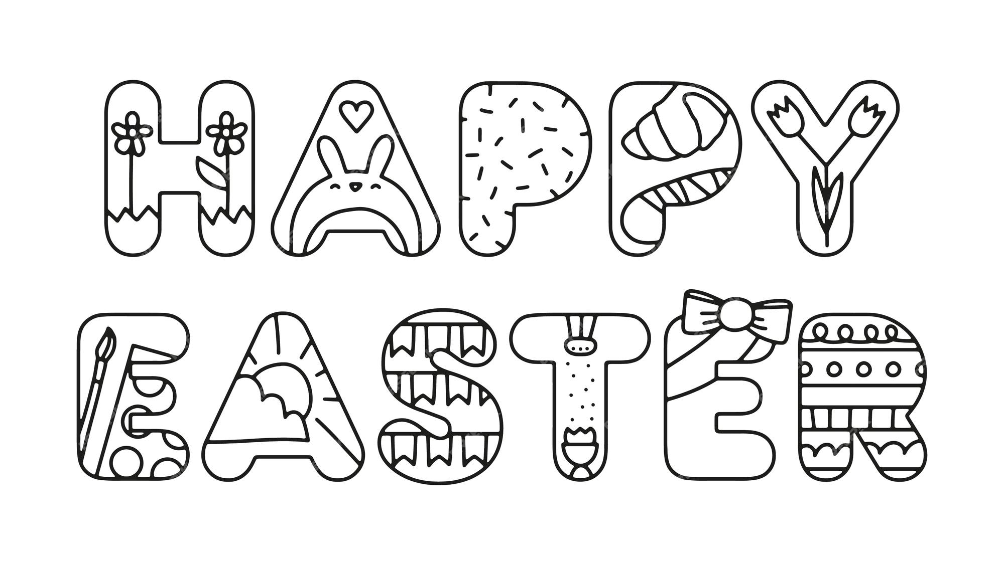 Premium vector happy easter letters vector illustration
