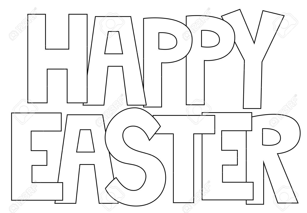 Happy easter letters coloring page royalty free svg cliparts vectors and stock illustration image