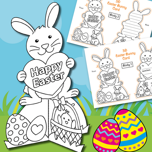 D printable easter card to color â messy little monster shop