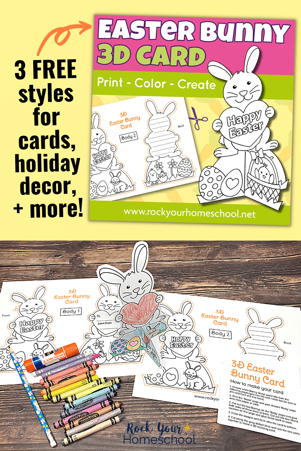Easter coloring card for kids for creative decor and more free printable