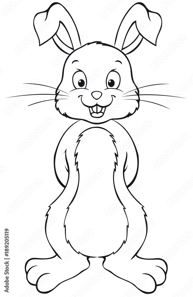 Cute easter bunny with floppy ears coloring page vector