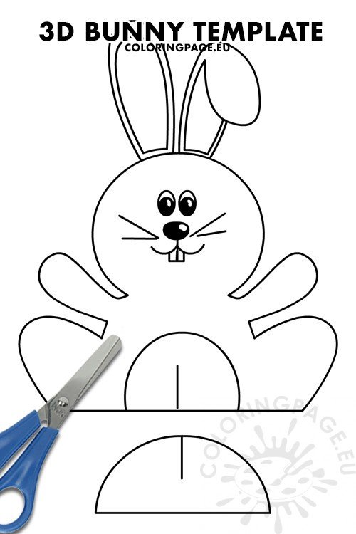 D easter bunny paper decoration coloring page