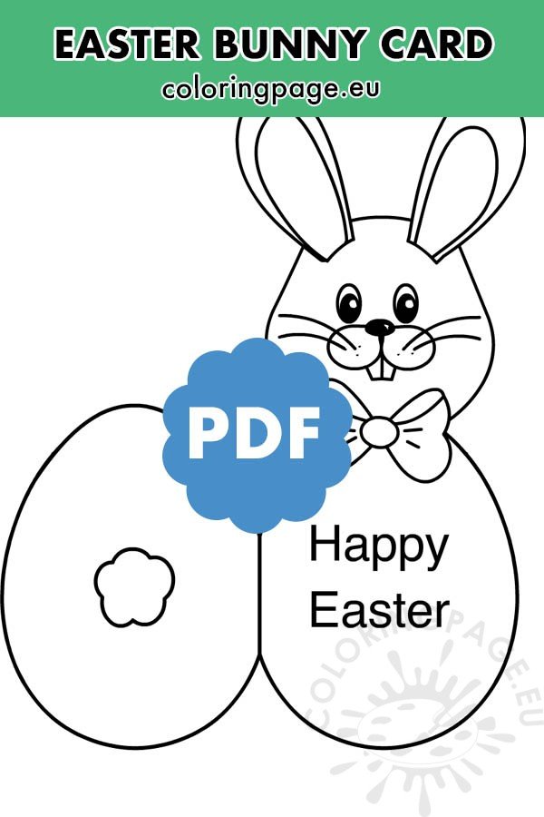 Easter bunny card coloring page pdf coloring page