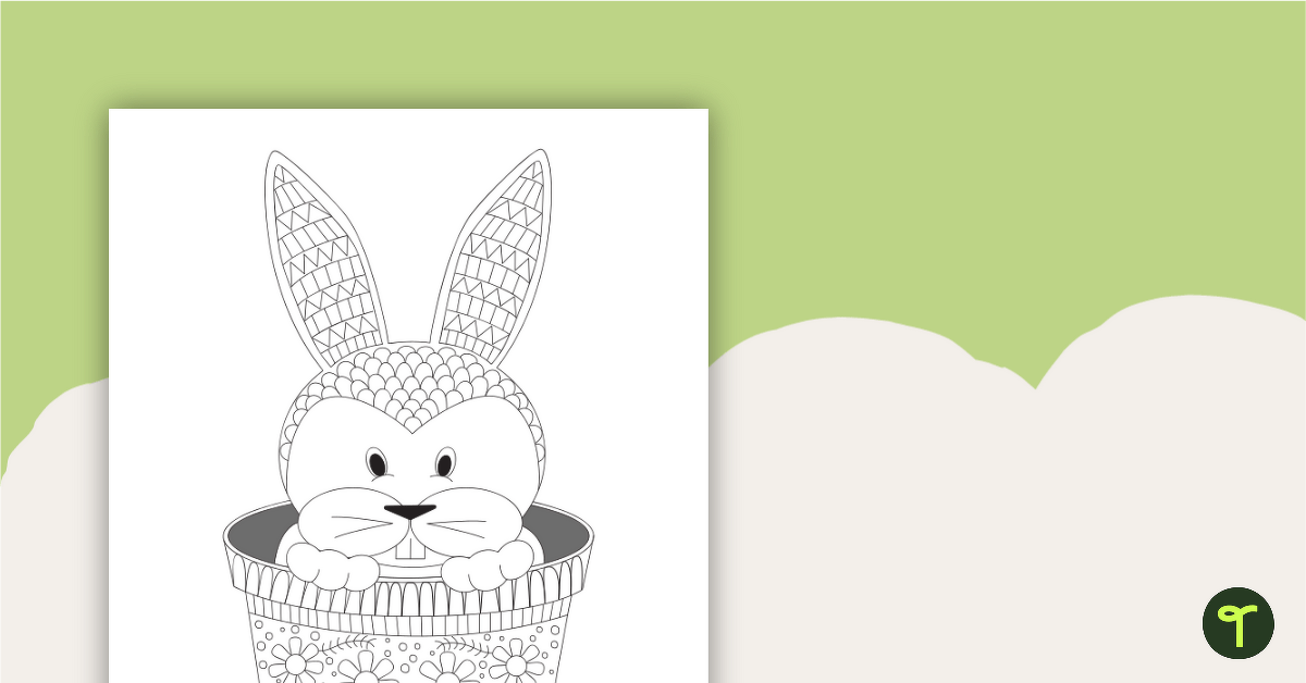 Easter bunny mindful coloring sheet teach starter