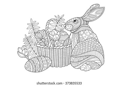 Easter bunny coloring page illustration stock vector royalty free
