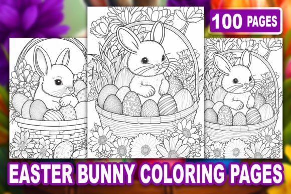 Easter bunny coloring pages for adult graphic by ekradesign