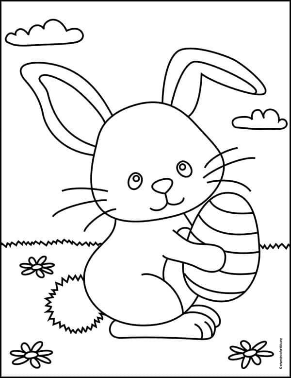 Easy how to draw the easter bunny tutorial video and easter bunny coloring page bunny coloring pages easter bunny colouring easter drawings