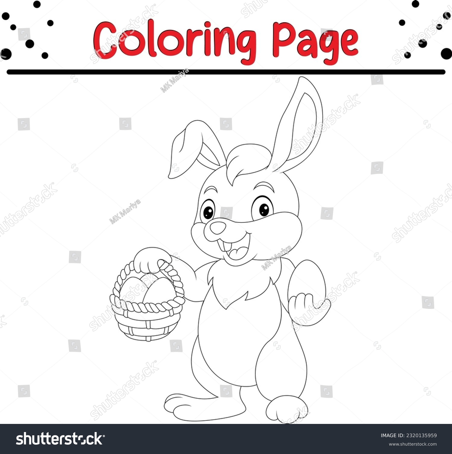 Happy easter coloring page cute bunny stock vector royalty free