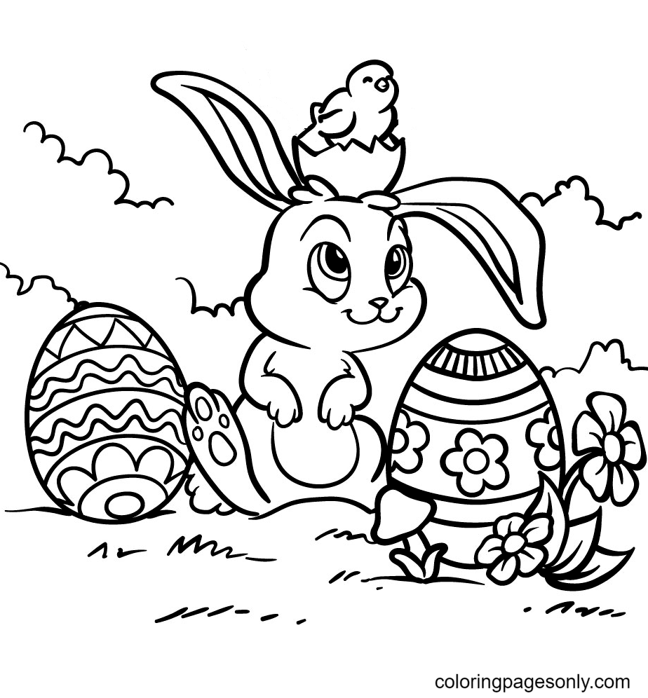 Easter bunny coloring pages printable for free download