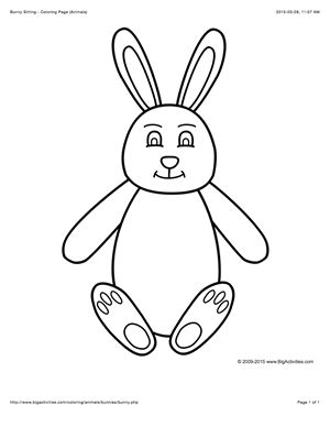 Animal coloring page with a picture of a bunny sitting to color bunny coloring pages easter coloring pages coloring pages