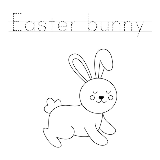Premium vector trace the letters and color easter bunny handwriting practice for kids