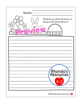 Easter bunny writing prompts with pictures to color prek