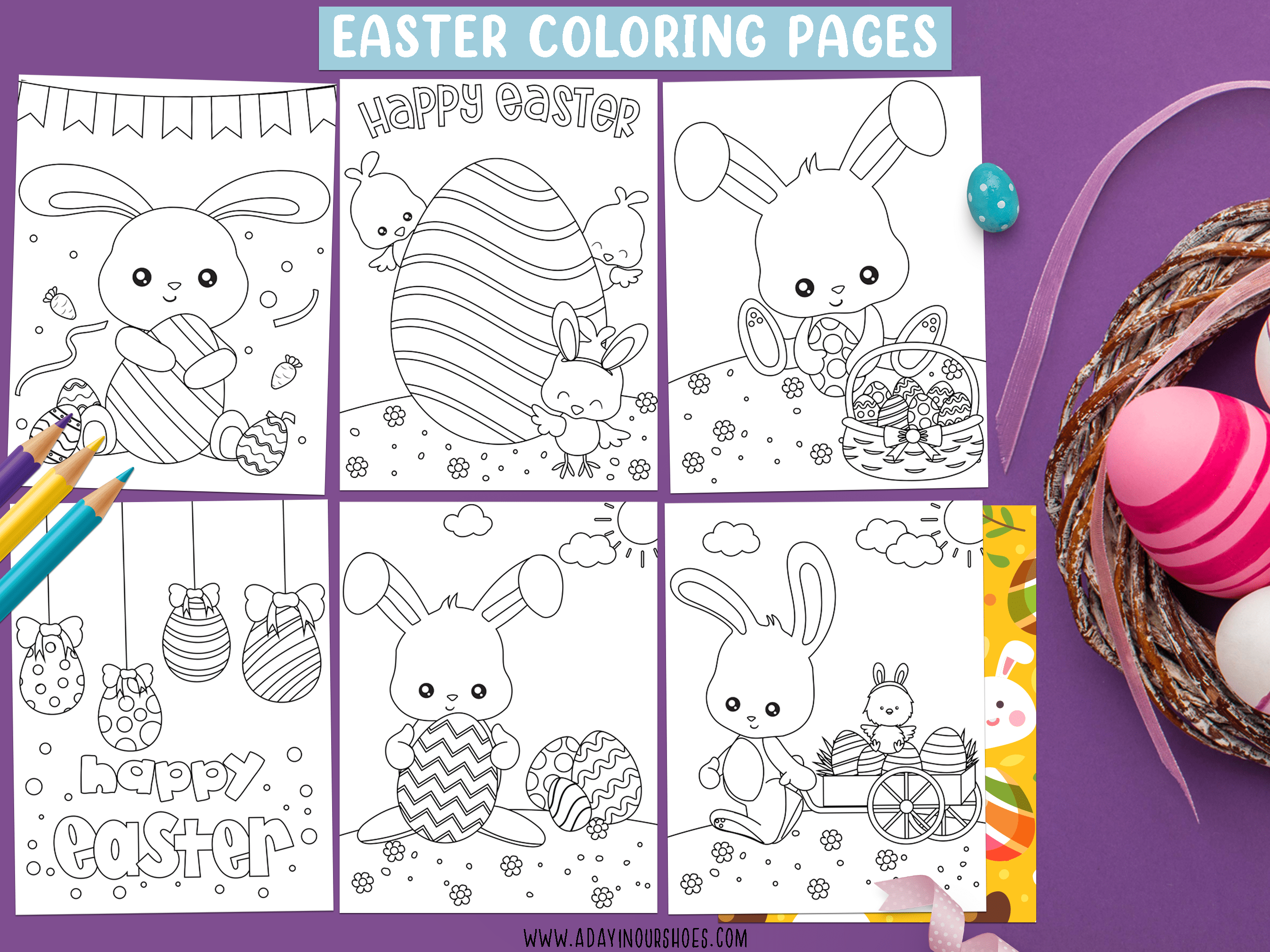 Free coloring pages for easter easter bunny printable pdf
