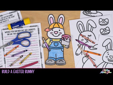Printable easter bunny coloring craft writing propts for kids