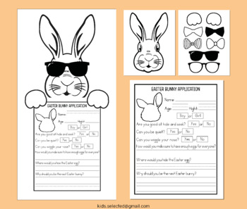 Easter bunny job application assistant writing activity prompt coloring cut out