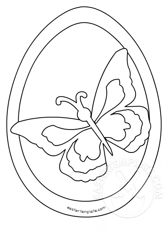 Easter egg butterfly coloring page