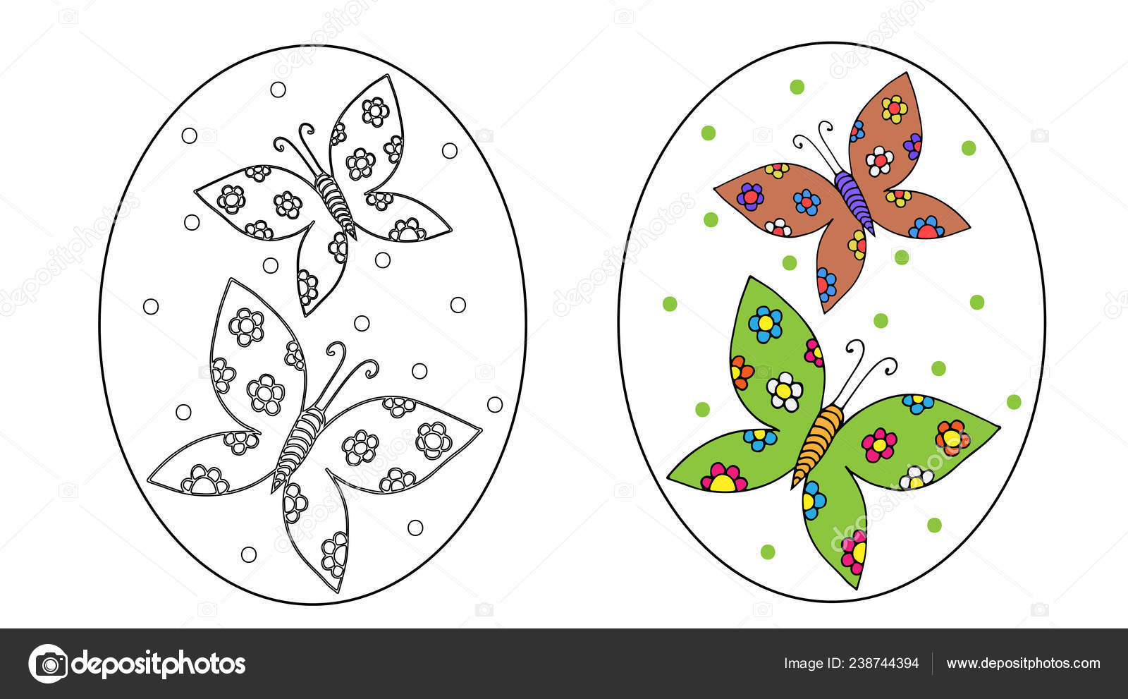 Easter egg butterfly coloring book page kids isolated white background stock vector by ellinamailru