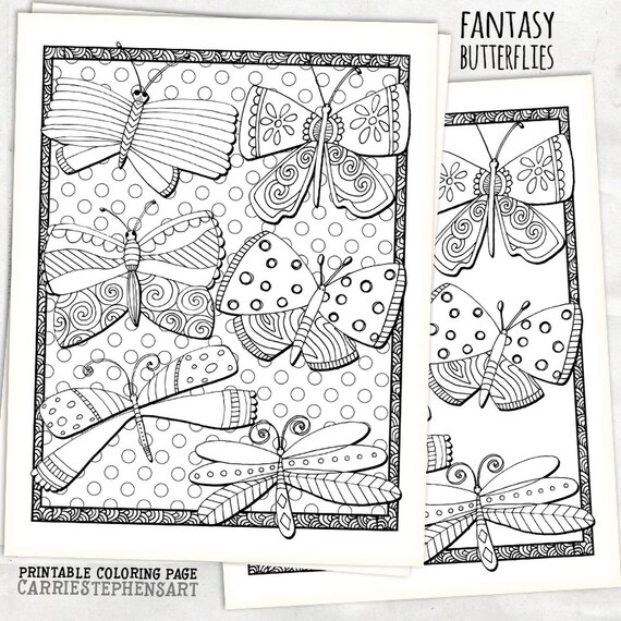 Butterfly coloring page for kids whimsical spring easter printable download