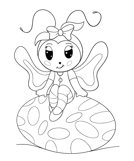 Premium vector easter butterfly coloring page