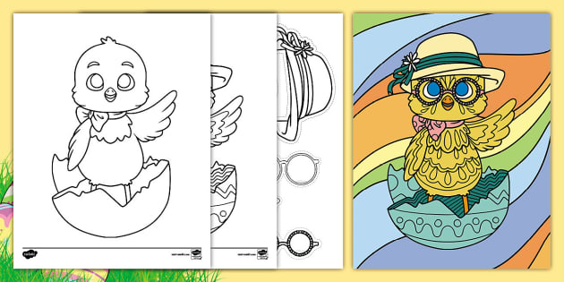 Easter chick coloring page arts and crafts