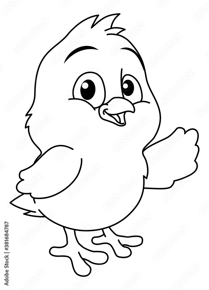 An easter chick coloring book black and white outline cartoon vector