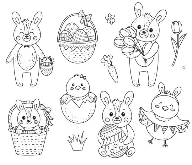 Easter coloring page stock photos pictures royalty