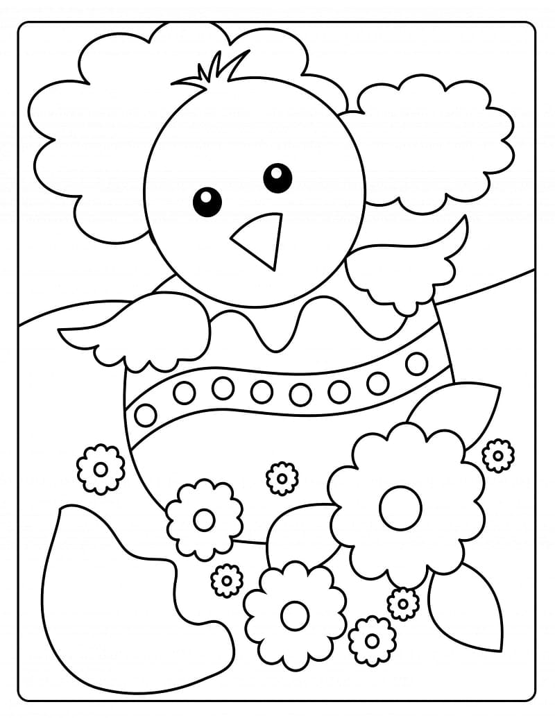 Happy easter chick coloring page