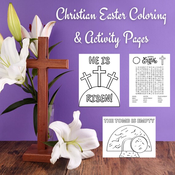 Kids church coloring pagechristian easter coloring activity pageschristian color pagespalm sundaykids church activitychristianity cross
