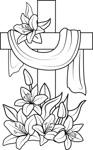 Easter cross coloring page free printable coloring pages