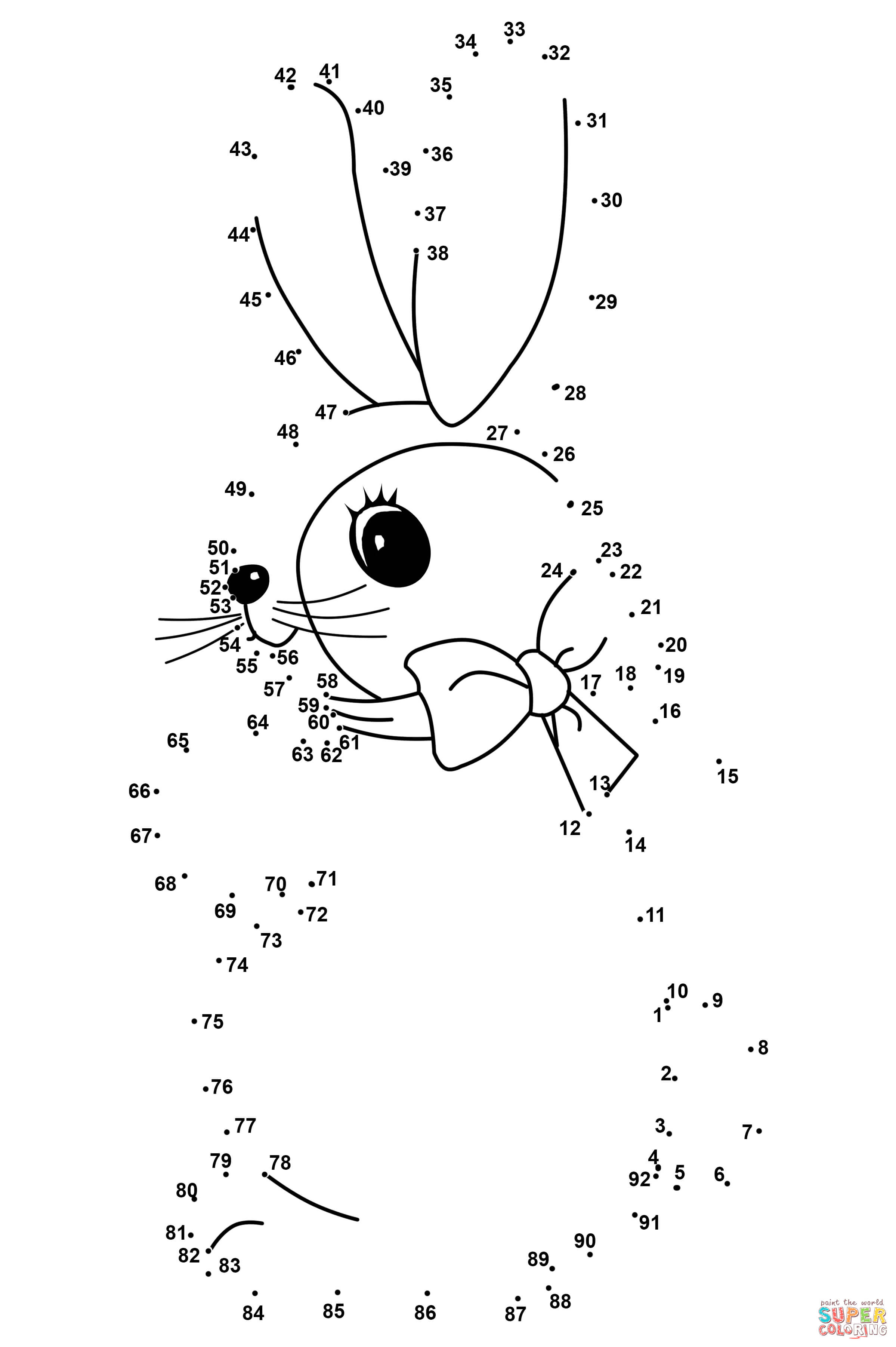 Easter rabbit dot to dot free printable coloring pages