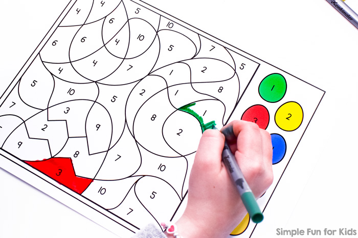 Easter egg color by number coloring page