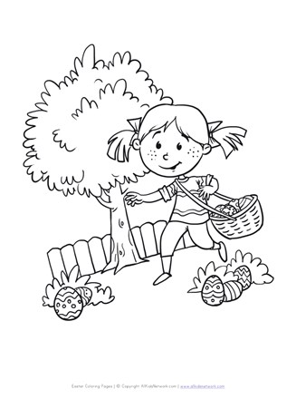 Easter egg hunt coloring page all kids network