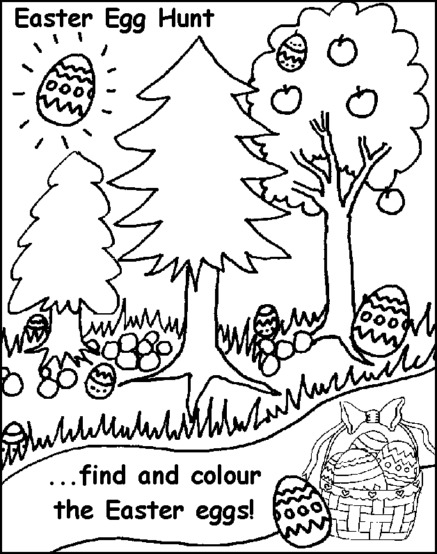 Easter egg hunt free coloring pages for kids