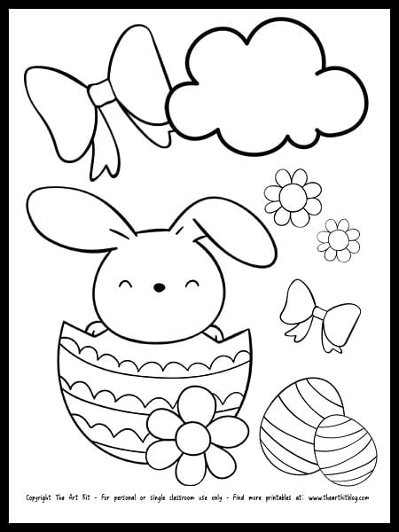 Cute bunny in an egg coloring page free printable â the art kit